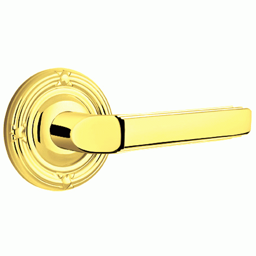 Solid Brass Milano Lever With Ribbon & Reed Rosette EMTEK