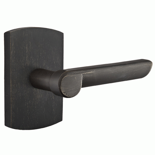 Sandcast Aurora Lever With Rounded Rectangular Rosette EMTEK