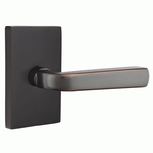 Brass Modern Hardware - Double Dummy Sion Door Lever With Modern Rectangular Rosette in Satin Brass - 5052SIOUS4 - Emtek Hardware EMTEK