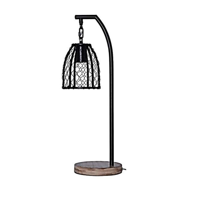 1 Light Metal Base Table Lamp in Faux Wood/ Black CRAFTMADE