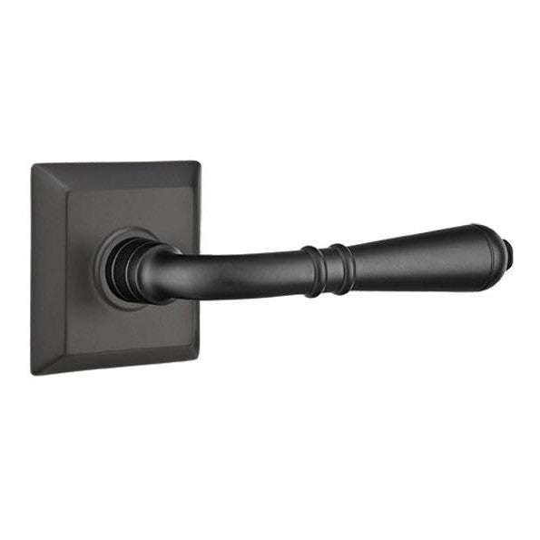 Brass Classic Hardware - Double Dummy Turino Door Lever With Quincy Rosette in Flat Black - 8531TUS19 - Emtek Hardware EMTEK