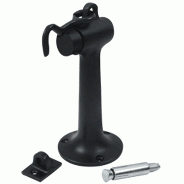 Floor Mounted Bumper Door Stop With Hook & Eye (Flat Black Finish) DELTANA