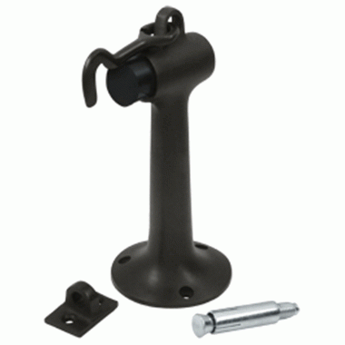 Floor Mounted Bumper Door Stop With Hook & Eye  (Oil Rubbed Bronze Finish) DELTANA