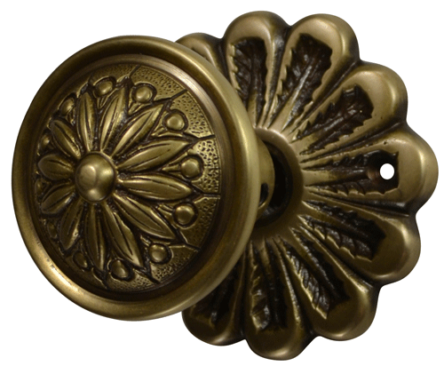 Maltesia Flower Rosette Door Set with Floral Imprint Door Knobs (Several Finishes Available) COPPER MOUNTAIN HARDWARE