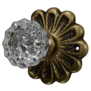 Maltesia Flower Rosette Door Set with Fluted Crystal Door Knobs (Several Finishes Available) COPPER MOUNTAIN HARDWARE