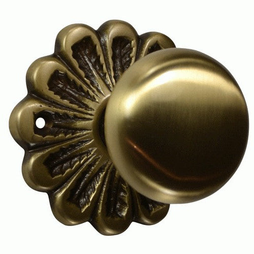 Maltesia Flower Rosette Door Set with Round Brass Door Knobs (Several Finishes Available)