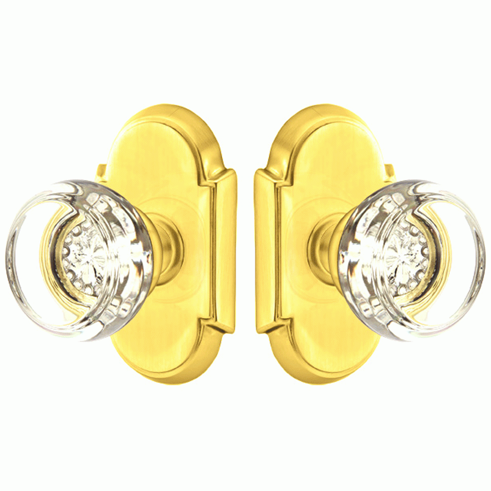 Crystal Georgetown Door Knob Set With # 8 Rosette (Several Finish Options) EMTEK