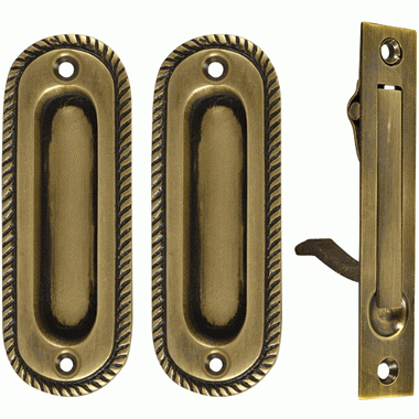 Georgian Single Pocket Passage Style Door Set (Antique Brass Finish) COPPER MOUNTAIN HARDWARE