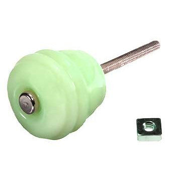 1 1/8 Inch Art Deco Jadeite (Milk Green) Barrel Shape Glass Knobs COPPER MOUNTAIN HARDWARE