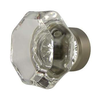 1 3/8 Inch Crystal Octagon Old Town Cabinet Knob (Brushed Nickel Base) COPPER MOUNTAIN HARDWARE