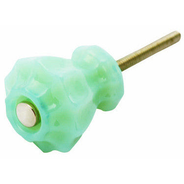 Astoria 1 1/4 Inch Jadeite Milk Green Glass 10-Sided Drawer Knobs COPPER MOUNTAIN HARDWARE