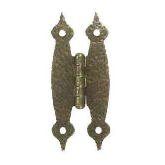 3 1/2 Inch Metal Hinges: Pair of Antique Brass Finish Hammered Metal Hinges - H Type (Flush Finish) COPPER MOUNTAIN HARDWARE