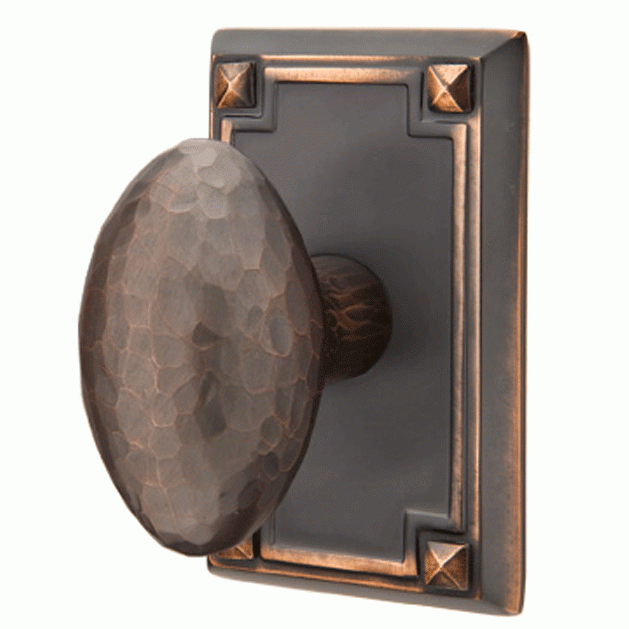 Hammered Egg Knob With Rectangular Rosette (Several Finish Options) EMTEK