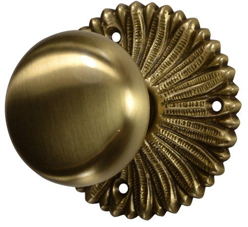 French Provincial Rosette Door Set with Round Brass Door Knobs (Several Finishes Available) COPPER MOUNTAIN HARDWARE