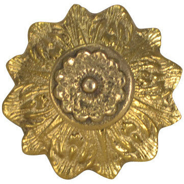 2 2/5 Inch Solid Brass Victorian Sunflower Knob (Polished Brass Finish) COPPER MOUNTAIN HARDWARE