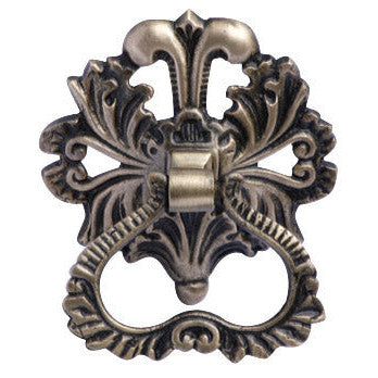 3 Inch Victorian Leaves Baroque / Rococo Ring Pull (Antique Brass) COPPER MOUNTAIN HARDWARE