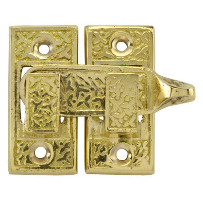 Solid Brass Rice Pattern Cabinet Latch (Polished Brass Finish) Copper Mountain Hardware