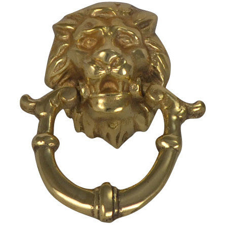 2 4/5 Inch Solid Brass Lion Drop Drawer Ring Pull