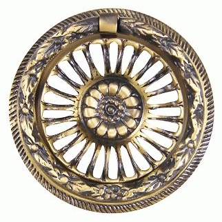 3 5/8 Inch Solid Brass Radiant Flower Drawer Ring Pull (Antique Brass) COPPER MOUNTAIN HARDWARE