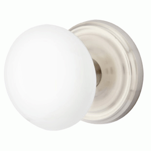 Emtek Ice White Porcelain Door Knob Set With Regular Rosette (Several Finishes Available) EMTEK