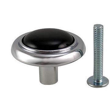 1 1/4 Inch Chrome & Black Ceramic  Knob COPPER MOUNTAIN HARDWARE