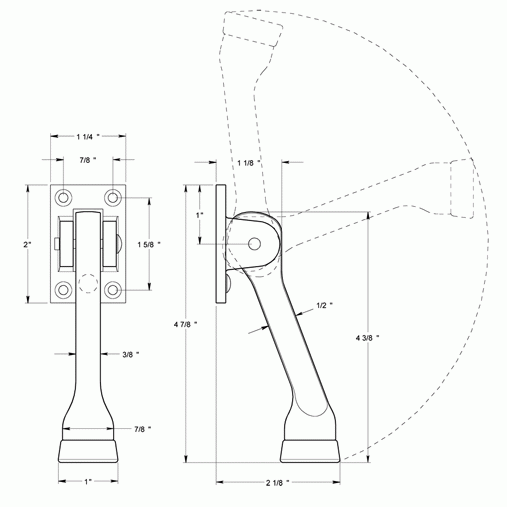 4 Inch Solid Brass Kickdown Door Holder (Brushed Nickel Finish) DELTANA