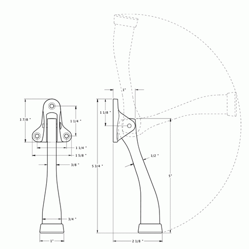 5 Inch Solid Brass Kickdown Door Holder (Polished Brass Finish) DELTANA