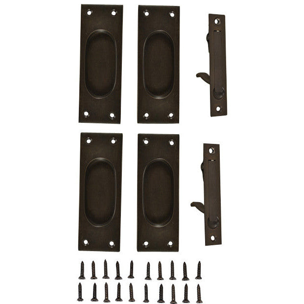 New Traditional Square Pattern Double Pocket Passage Style Door Set (Oil Rubbed Bronze) COPPER MOUNTAIN HARDWARE