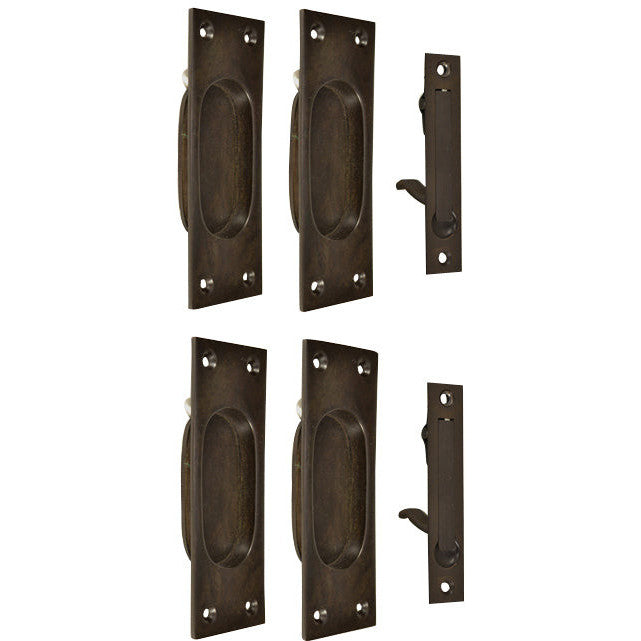 New Traditional Square Pattern Double Pocket Passage Style Door Set (Oil Rubbed Bronze) COPPER MOUNTAIN HARDWARE