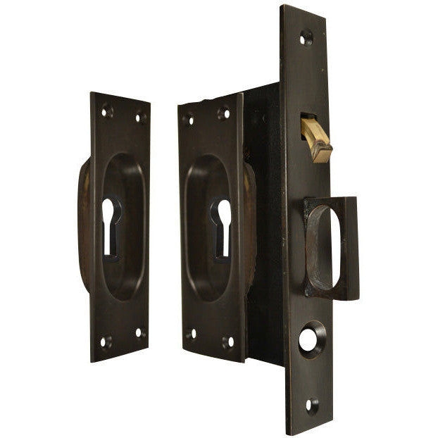 New Traditional Square Pattern Single Pocket Privacy (Lock) Style Door Set (Oil Rubbed Bronze) COPPER MOUNTAIN HARDWARE