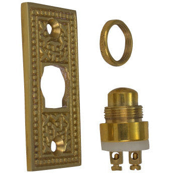 Solid Brass Rice Pattern Door Bell (Polished Brass Finish) COPPER MOUNTAIN HARDWARE