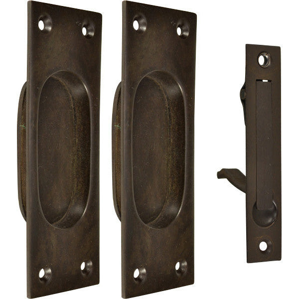 New Traditional Square Pattern Single Pocket Passage Style Door Set (Oil Rubbed Bronze Finish) COPPER MOUNTAIN HARDWARE