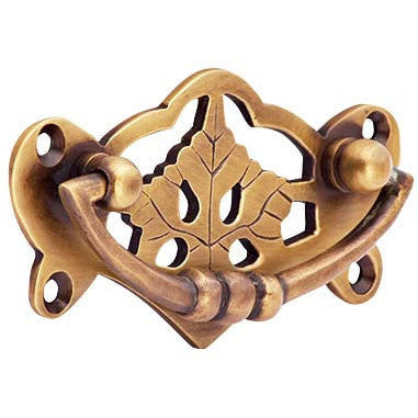 4 Inch Solid Brass Ornate Broken Leaf Bail Pull (Antique Brass Finish) COPPER MOUNTAIN HARDWARE