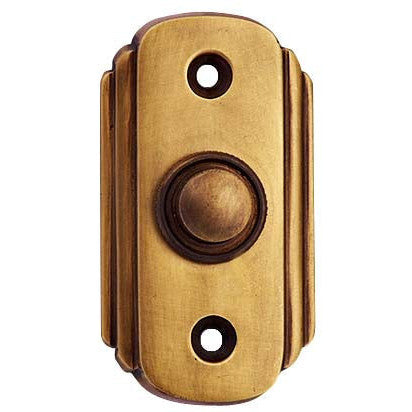 2 1/2 Inch Solid Brass Art Deco Doorbell Button (Antique Brass Finish) COPPER MOUNTAIN HARDWARE