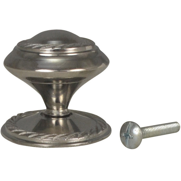 1 1/2 Inch Brass Round Knob with Georgian Roped Border (Polished Chrome Finish) COPPER MOUNTAIN HARDWARE