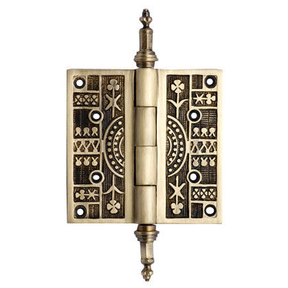 3 1/2 x 3 1/2 Inch Steeple Tipped Victorian Solid Brass Hinge