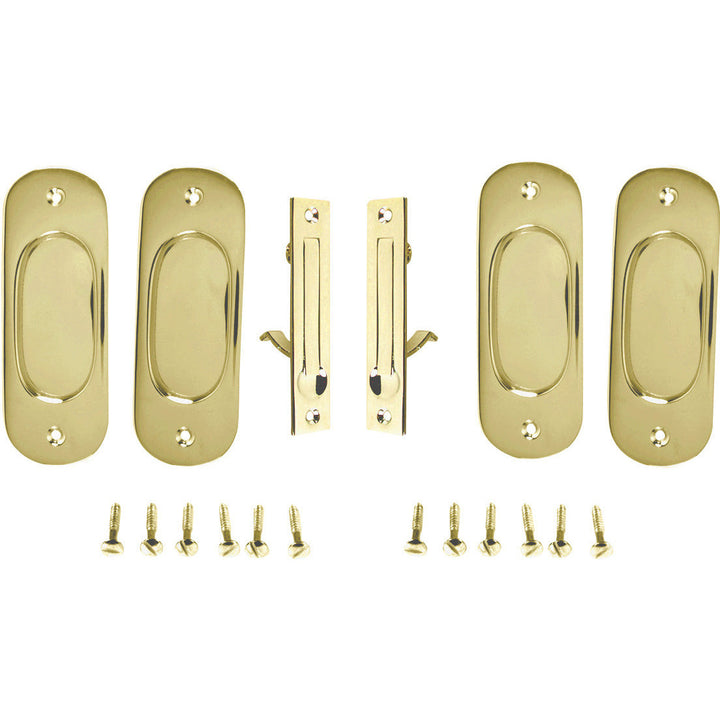 Traditional Oval Pattern Double Pocket Passage Style Door Set (Polished Brass) COPPER MOUNTAIN HARDWARE