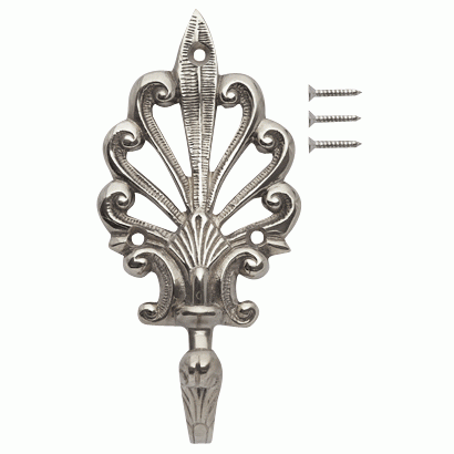 Art Deco Fleur De Lis Solid Brass Robe Hook (Polished Nickel Finish) COPPER MOUNTAIN HARDWARE
