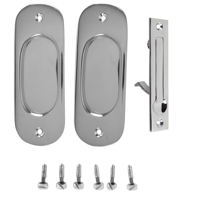 Traditional Oval Pattern Single Pocket Passage Style Door Set (Polished Chrome Finish) COPPER MOUNTAIN HARDWARE