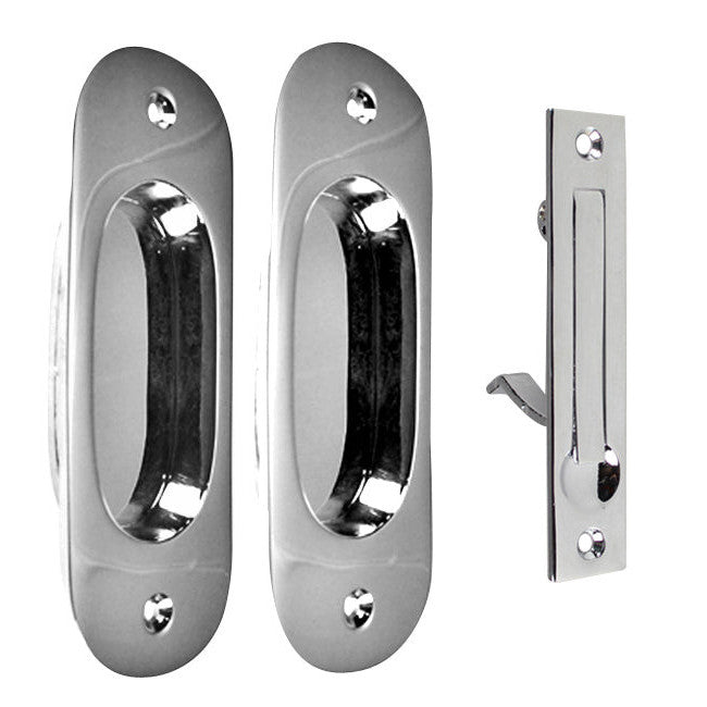 Traditional Oval Pattern Single Pocket Passage Style Door Set (Polished Chrome Finish) COPPER MOUNTAIN HARDWARE