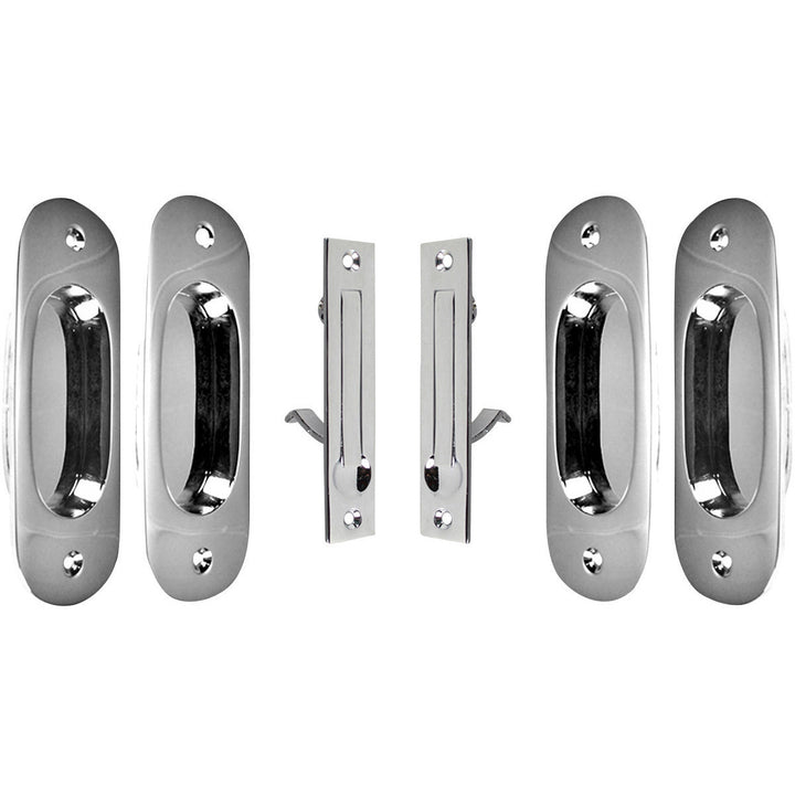 Traditional Oval Pattern Double Pocket Passage Style Door Set (Polished Chrome) COPPER MOUNTAIN HARDWARE