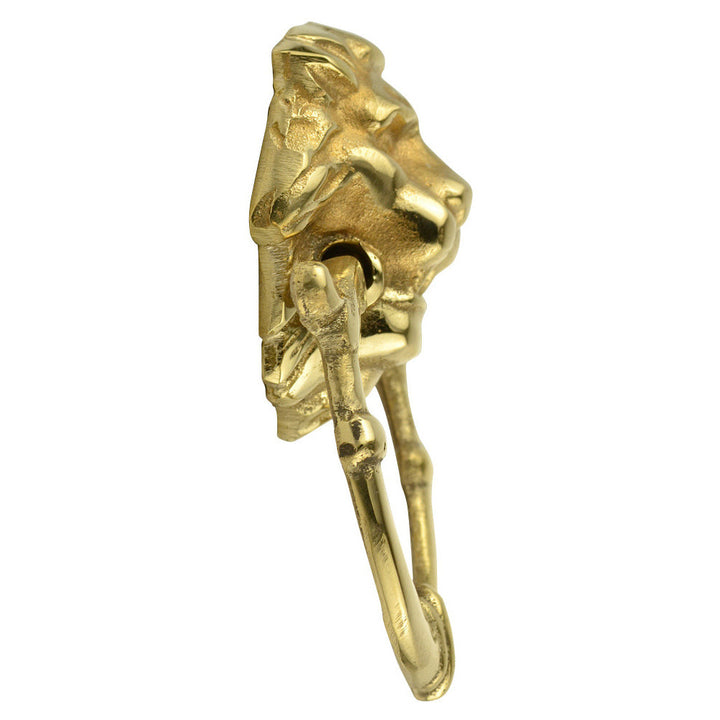 2 4/5 Inch Solid Brass Lion Drop Drawer Ring Pull (Polished Brass) COPPER MOUNTAIN HARDWARE