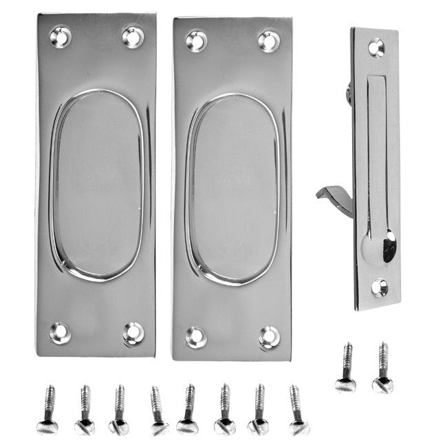 New Traditional Square Pattern Single Pocket Passage Style Door Set (Polished Chrome Finish) COPPER MOUNTAIN HARDWARE