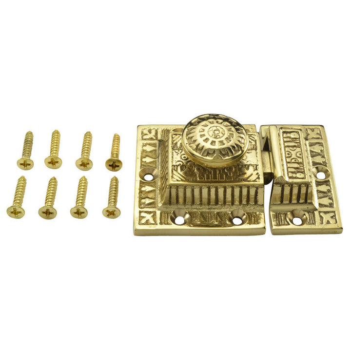 3 Inch Long Windsor Pattern Lost Wax Cast Cabinet Latch (Polished Brass Finish) COPPER MOUNTAIN HARDWARE