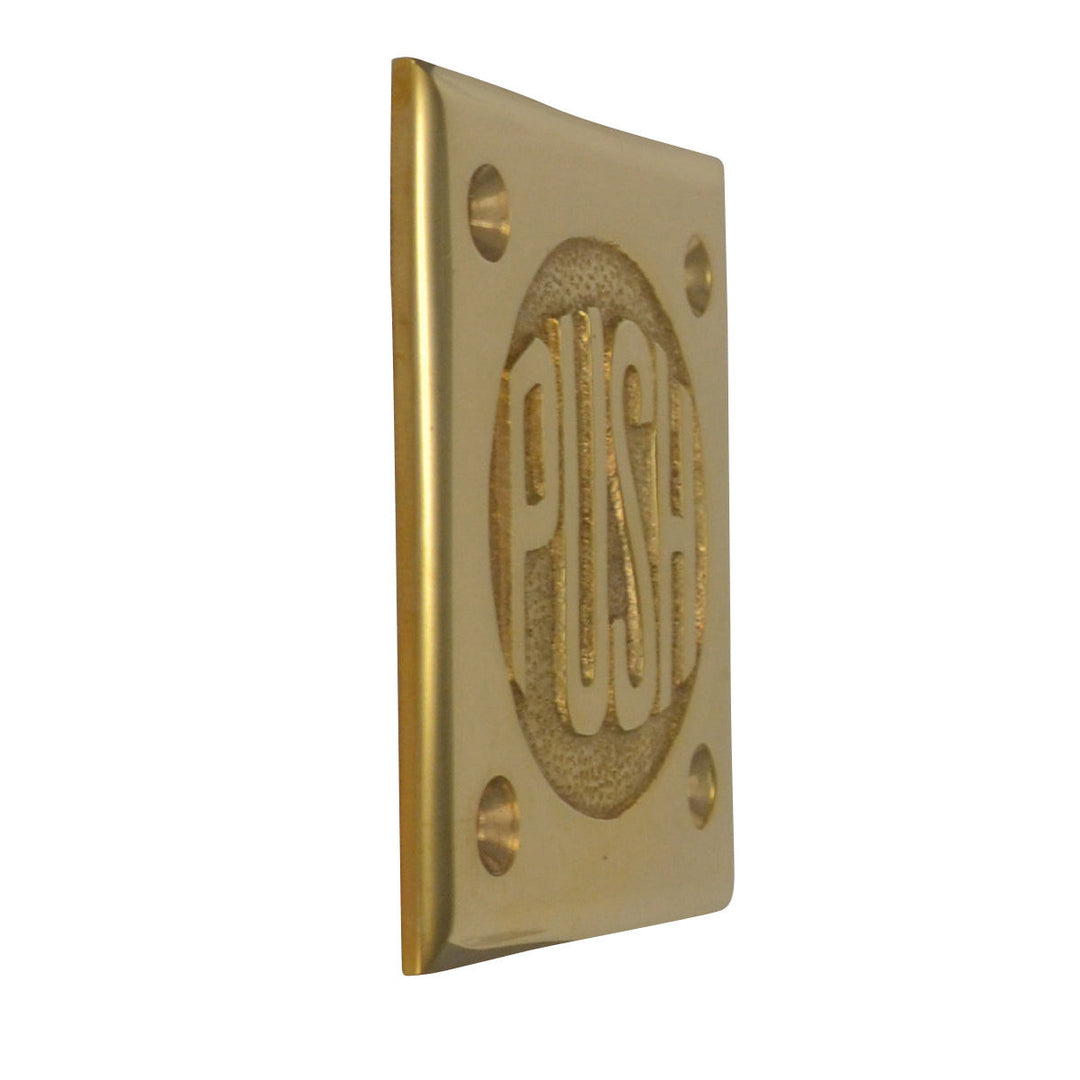 2 3/4 Inch Brass Classic American "PUSH" Plate (Polished Brass Finish) COPPER MOUNTAIN HARDWARE