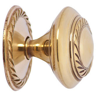 1 1/2 Inch Brass Round Knob with Georgian Roped Border (Polished Brass Knob) COPPER MOUNTAIN HARDWARE