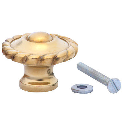 1 1/2 Inch Solid Brass Georgian Roped Knob (Polished Brass Finish) COPPER MOUNTAIN HARDWARE