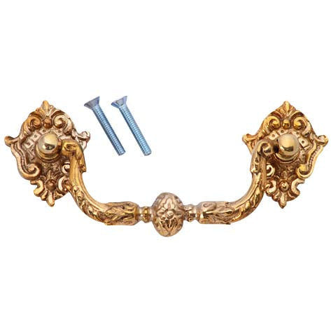 5 Inch Solid Brass Ornate Victorian Curve Bail Handle (Polished Brass Finish) Copper Mountain Hardware