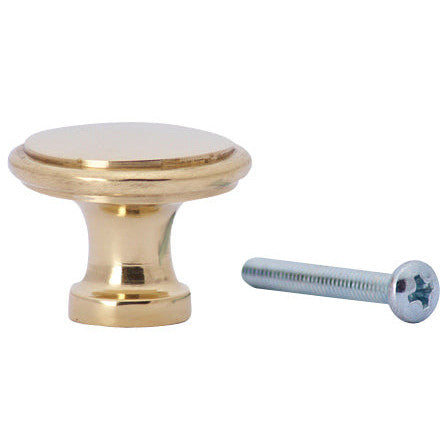 1 1/4 Inch Brass Flat Top Cabinet Knob (Polished Brass Finish) COPPER MOUNTAIN HARDWARE