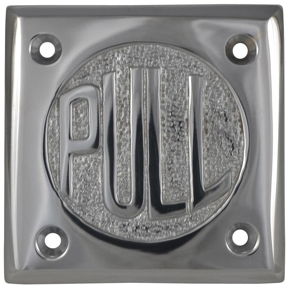 2 3/4 Inch Brass Classic American "PULL" Plate (Polished Chrome Finish) COPPER MOUNTAIN HARDWARE